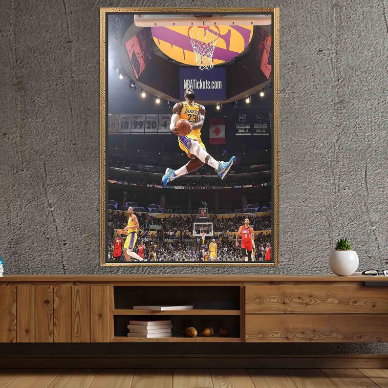 Tempered Glass Wall Art, Gym Canvas, NBA Artwork, Lebron James Dunk