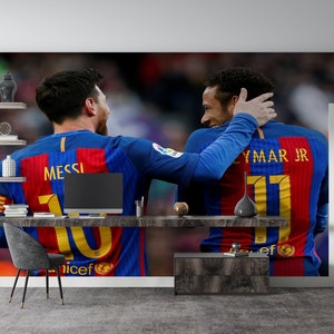 Messi & Neymar fotbollstapet: Självhäftande accentväggbeklädnad bild 2