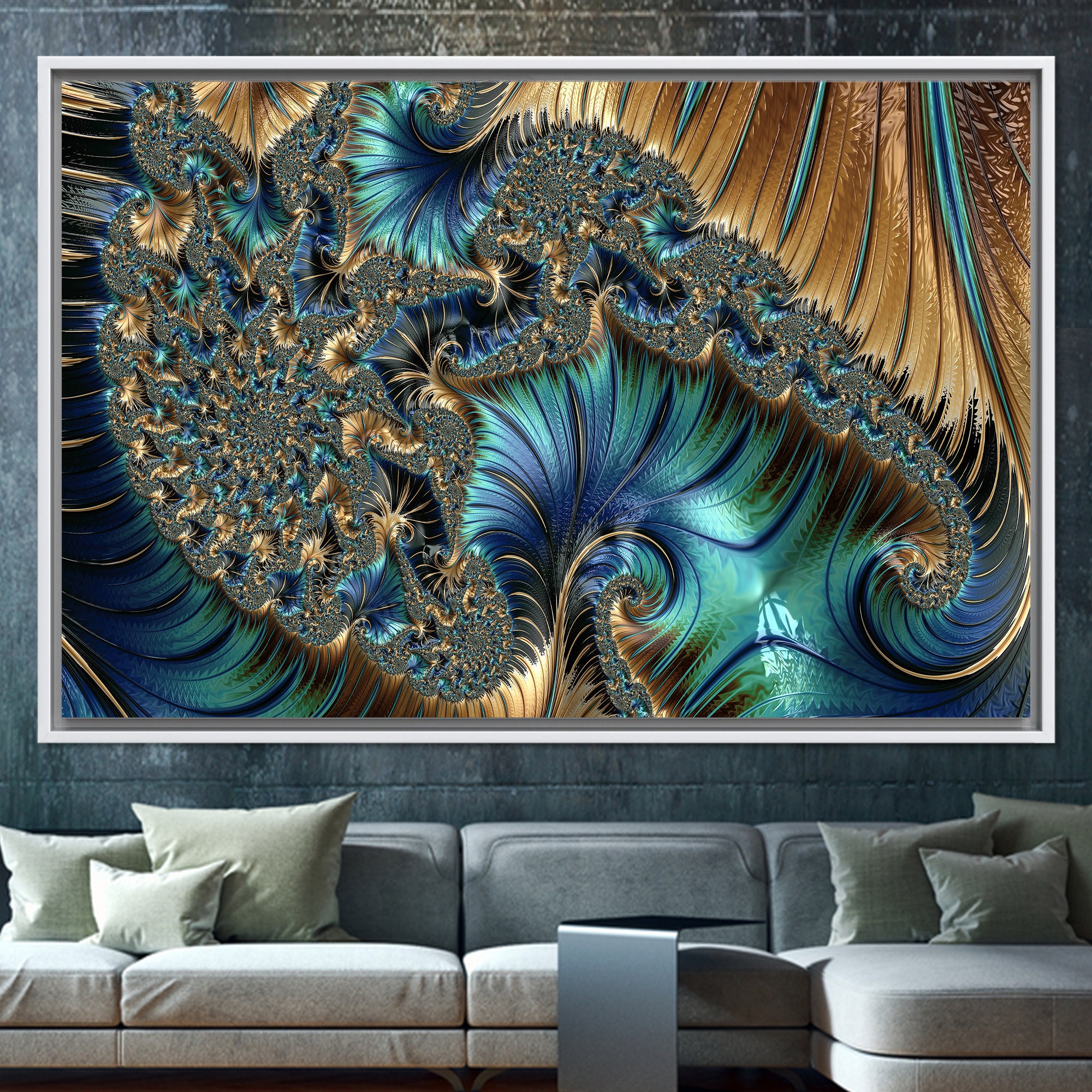 Fractal Glass Printing, Abstract Fractal Canvas Poster, Modern 3D