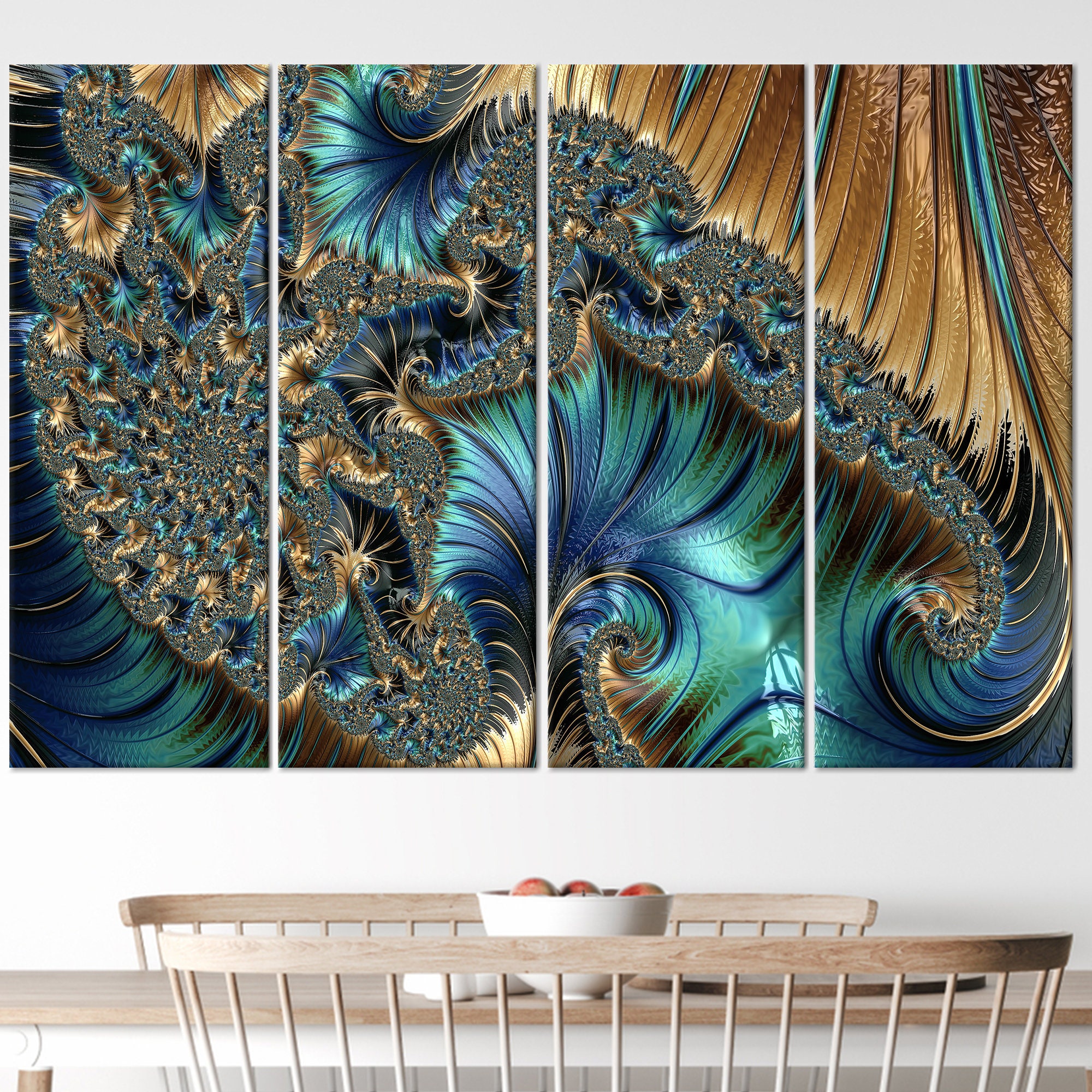 Fractal Glass Printing, Abstract Fractal Canvas Poster, Modern 3D