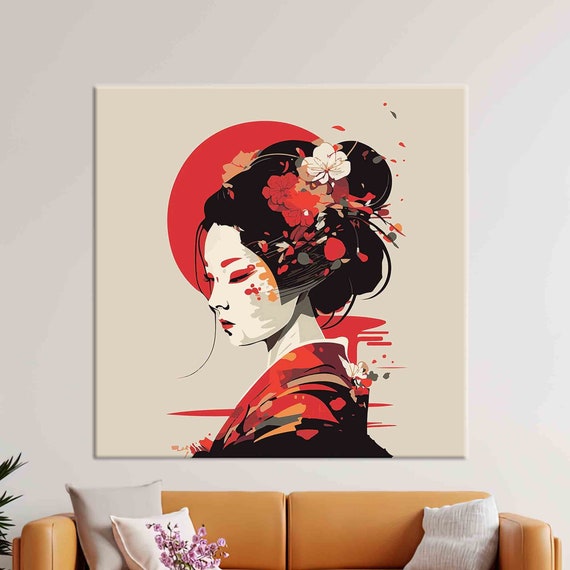 Geisha Art Print: Japanese Woman Portrait, Tempered Glass or