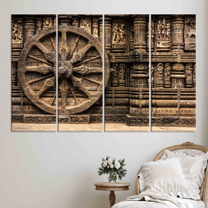Konark Sun Temple Art, Indian Wall Decor, Chakra Wall Art, Modern Art ...