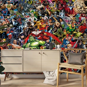 Marvel Wall Poster, Super Heros Wall Mural, Children Wall Print, Wall Mural Wallpaper, Marvel Heroes Wall Painting,Contact Paper,Cartoon Art image 5