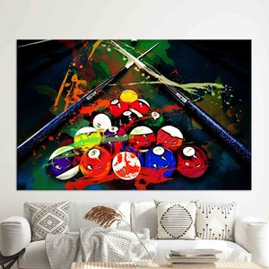 Billiards Tempered Glass Wall Art: Modern 3D Canvas Print