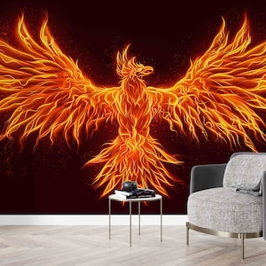 Phoenix Removable Wallpaper: Modern 3D Wall Art Mural