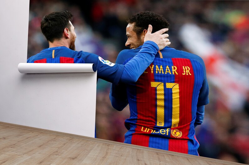 Messi & Neymar fotbollstapet: Självhäftande accentväggbeklädnad bild 6