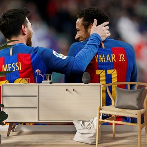 Messi & Neymar fotbollstapet: Självhäftande accentväggbeklädnad bild 5
