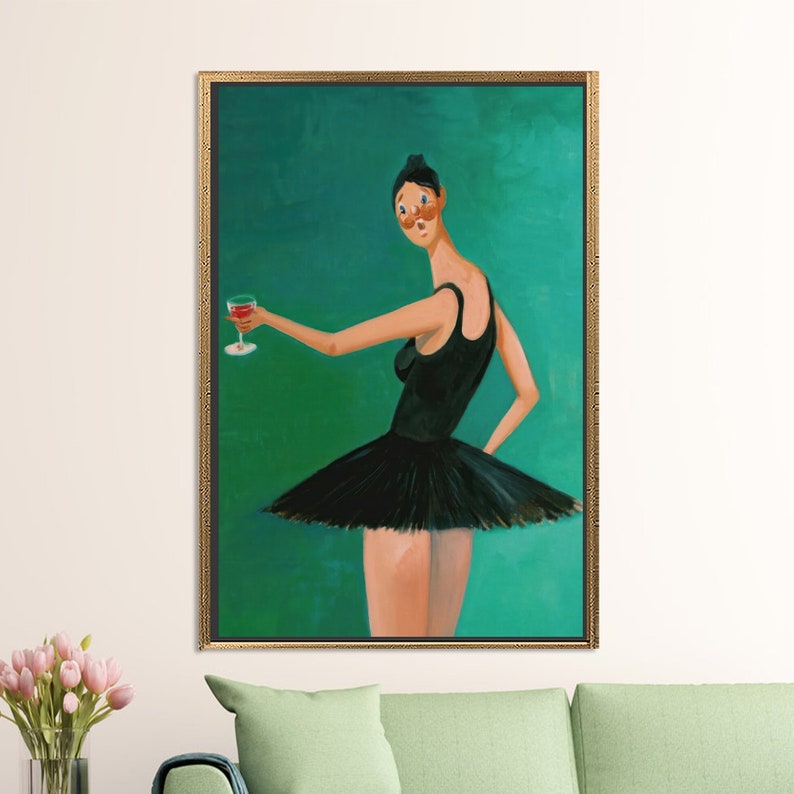 Kanye West Ballerina Tempered Glass Canvas Art - Modern Wall Decor GOLD FRAMED CANVAS
