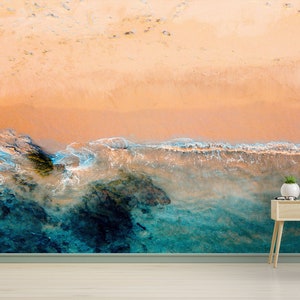 Ansicht Wandkunst, Meerblick Wandposter, Tapete abziehen und aufkleben, Seelandschaft Wandbild, Seelandschaft Wanddekor, geschichtetes Papier Kunst,