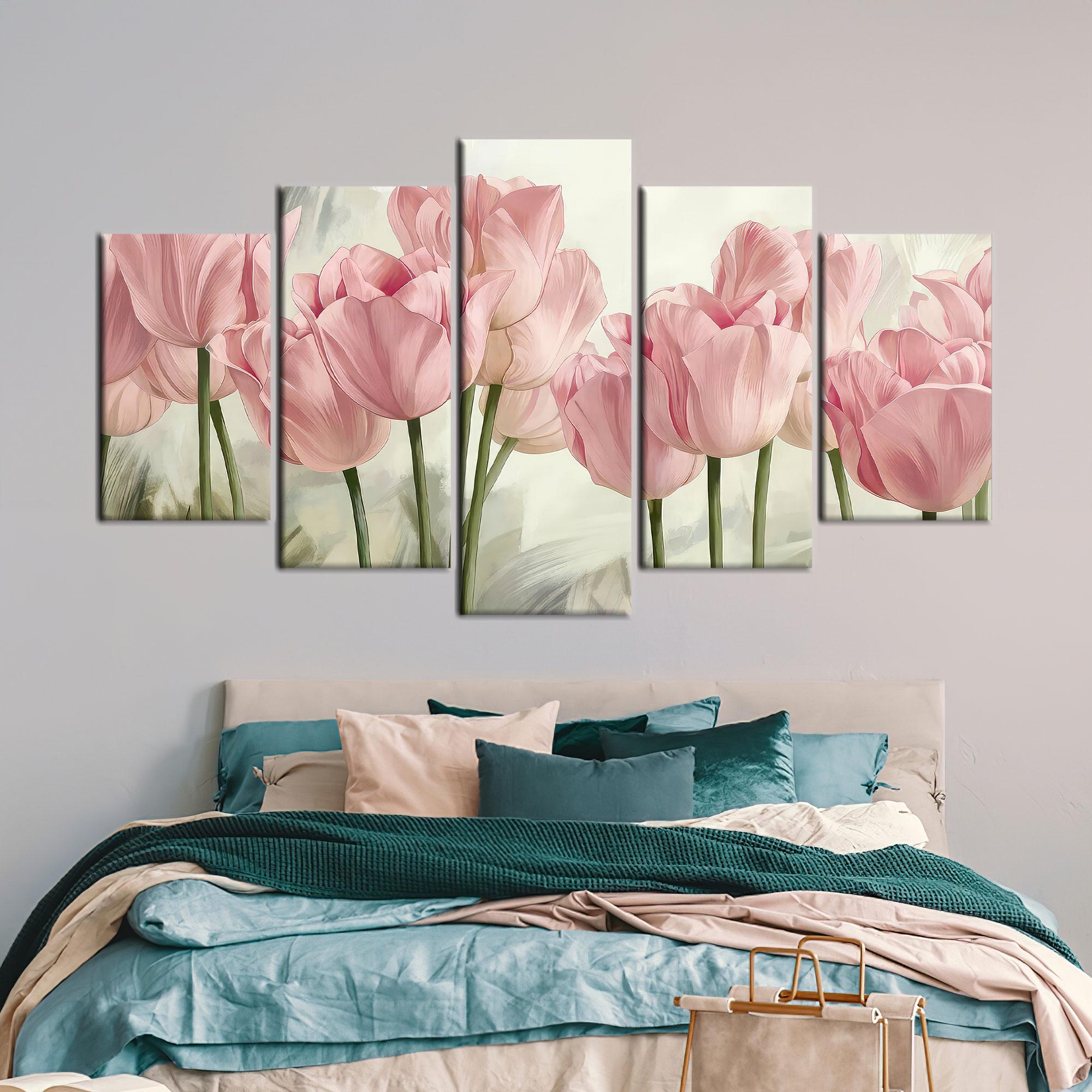 Pink Tulips Glass Wall Art: Floral Home Decor - Etsy