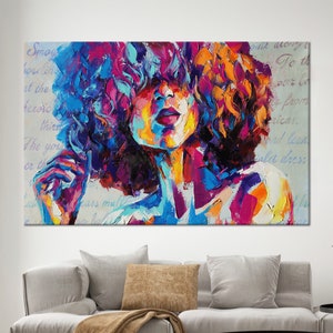 Colorful Afro Woman Canvas Print: Ethnic Wall Art Decor
