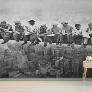 Carta da parati murale 3D, carta da parati in vinile, carta da parati artistica, regalo per lui, murale "Pranzo in cima a un grattacielo", stampa murale "Pranzo in cima a un grattacielo", arredamento per la casa