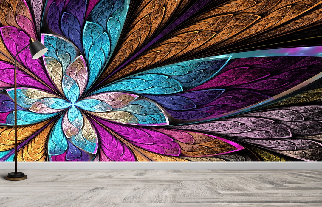 Fractal Flower Wallpaper Mural: Modern Wall Decor - Etsy