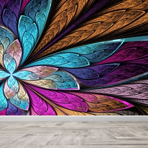 Fractal Flower Wallpaper Mural: Modern Wall Decor