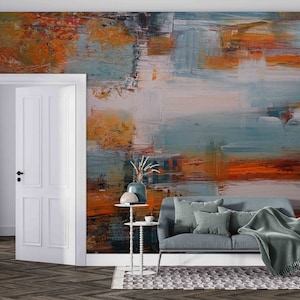Kontaktpapier, Herbst Digitales Papier, Öl Wand Poster, Abstrakte Herbst Landschaft Wandbild, Moderne Tapete, Stick Auf Tapete Art Deco,