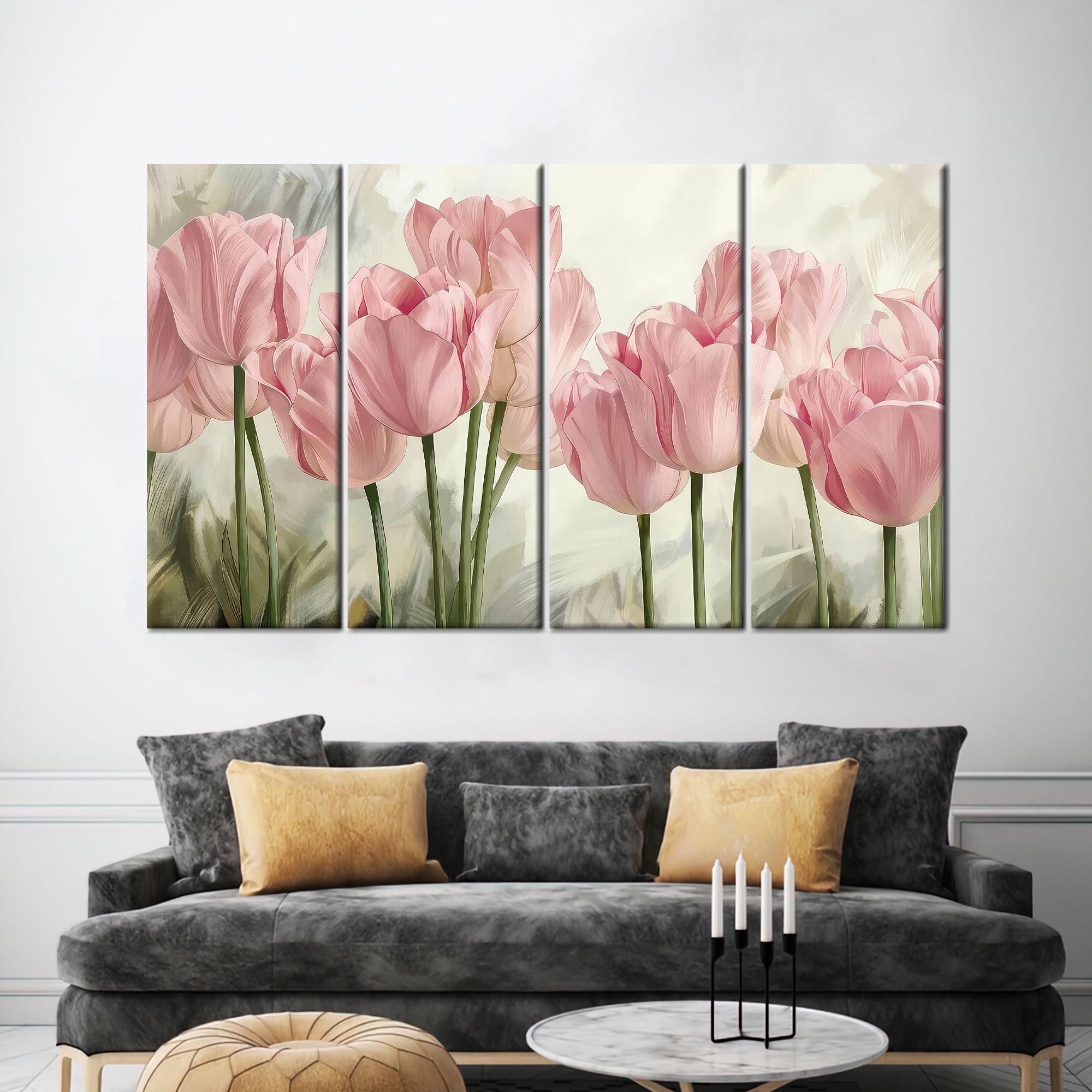 Pink Tulips Glass Wall Art: Floral Home Decor - Etsy