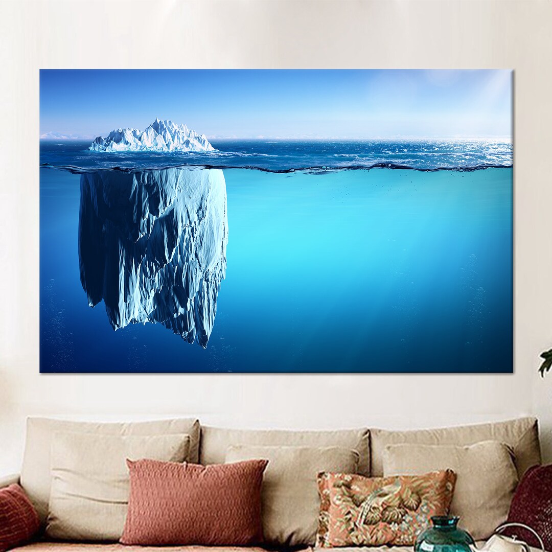 Blue Glass Art Wall Decor, Sea Glass Art Wall Decor, Berg Wall Table