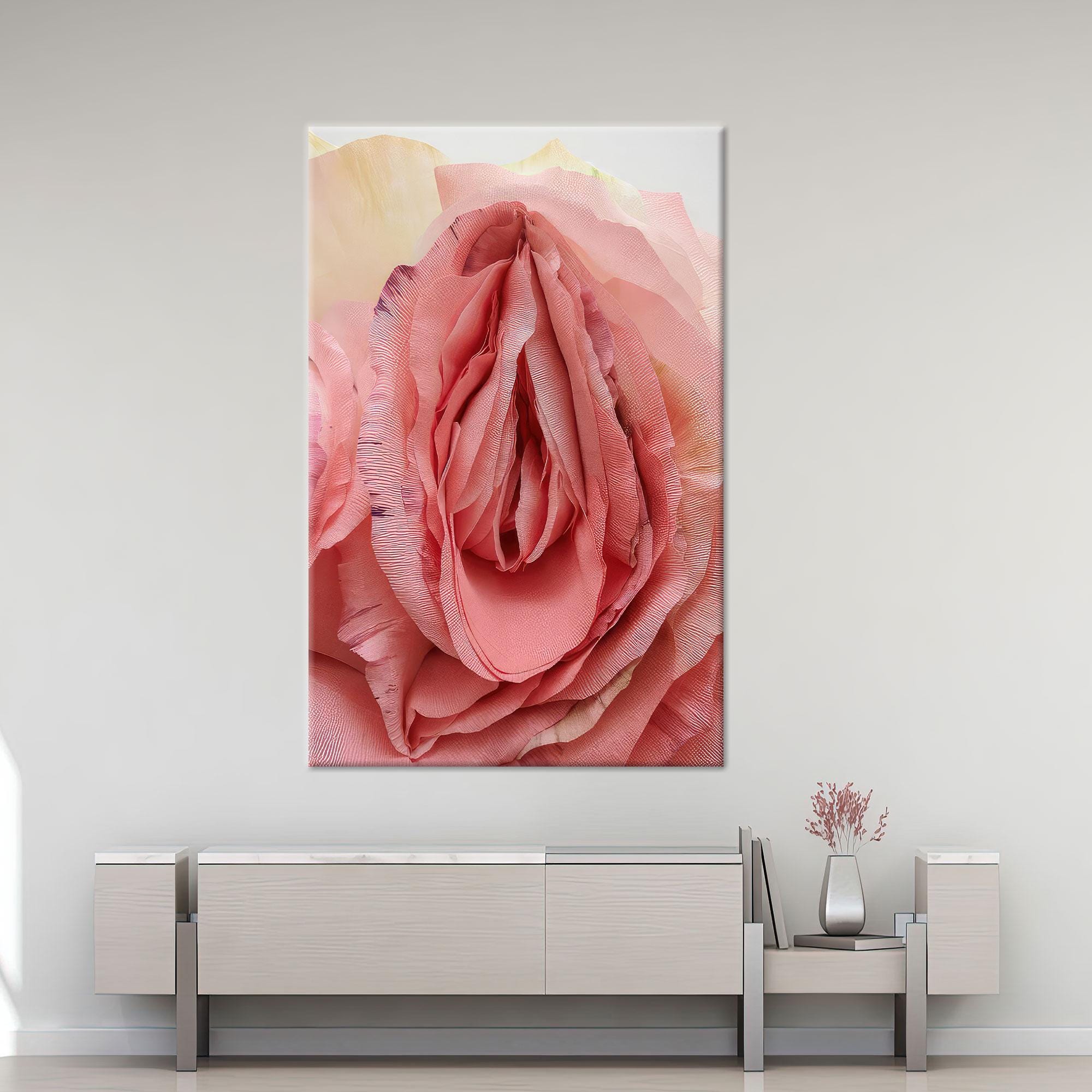 Romantic Pink Rose Canvas Wall Art – Soft Floral Print for Bedroom or ...