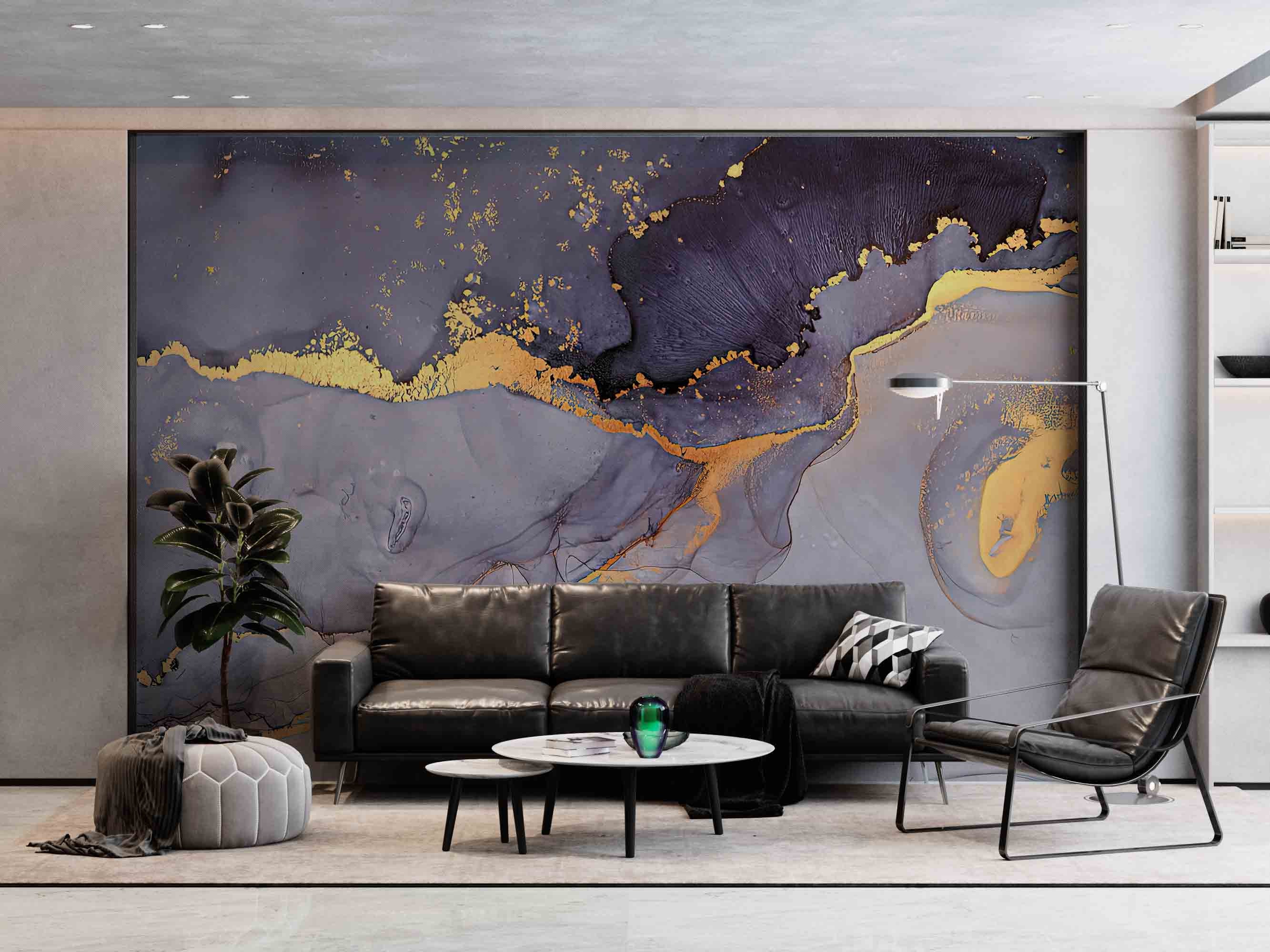 Purple and Gold Marble Wallpaper: Removable Wall Art - Etsy