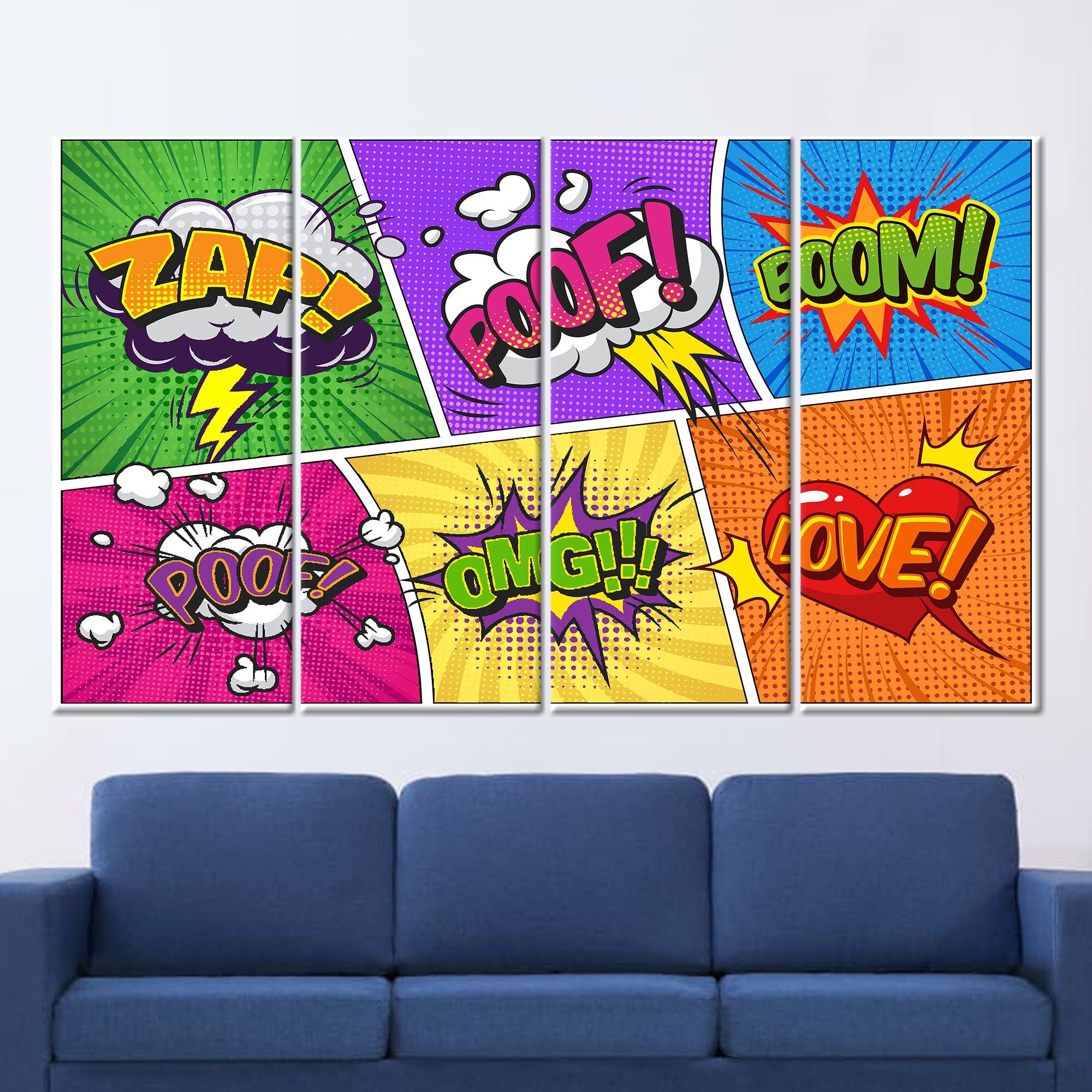 Pop Art Tempered Glass Wall Art: Comic Book Style Decor - Etsy