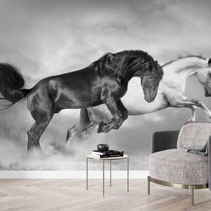 Running Horses Wallpaper Mural: Stylish 3D Loft Decor