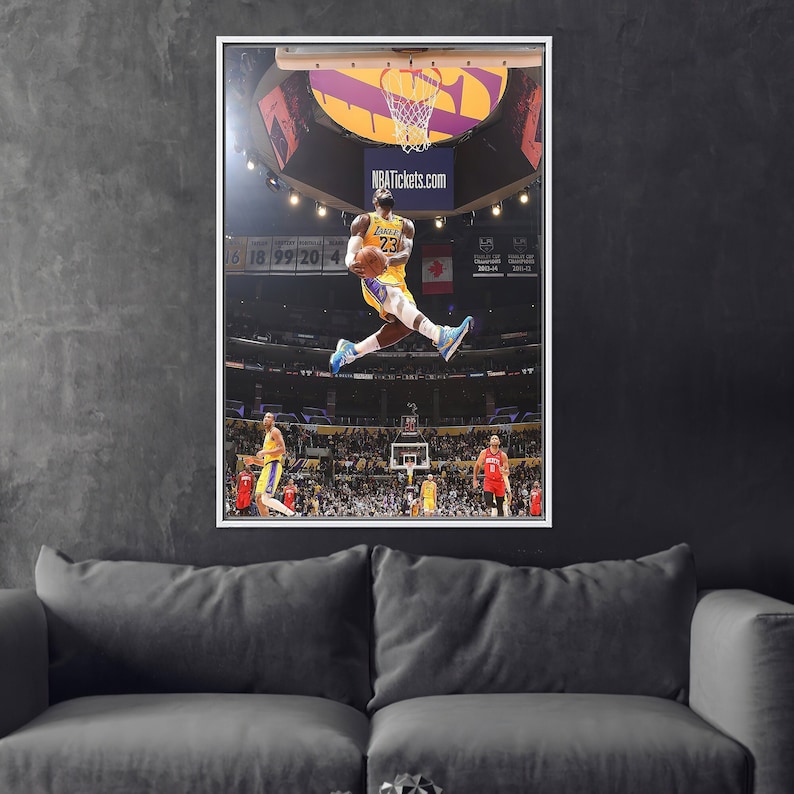 Tempered Glass Wall Art, Gym Canvas, NBA Artwork, Lebron James Dunk