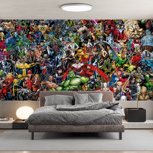 Marvel Wall Poster, Super Heros Wall Mural, Children Wall Print, Wall Mural Wallpaper, Marvel Heroes Wall Painting,Contact Paper,Cartoon Art image 4