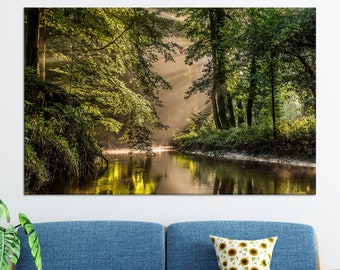 Forest Landscape Wall Art Decor, Landscape Glass Wall Art, Nature Landscape Canvas Decor, Farmhouse Glass Art, Tempered Glass, Canvas Poster