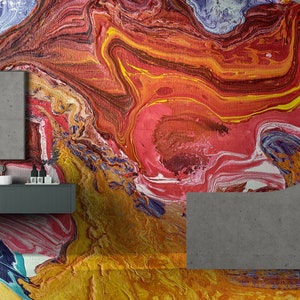 Bunte Tapete, Abstrakte Wandkunst, 3D Papierkunst, Modernes Wandbild, Geschenk für Haus, 3D Wandbild, Wand Kunst Dekor, Selbstklebendes Papier