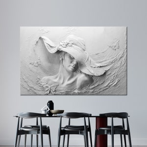 Woman Glass Wall, 3D Stereoscopic Glass Panel, 3d Effect Woman 3D Canvas, Modern Art Wall Decor, Minimalist Wall Art, Girl Room Wall Decor,