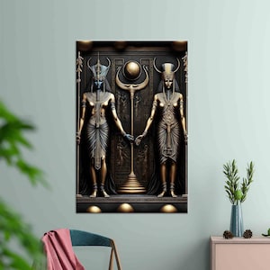 Anubis Wall Art, Hieroglyph Art, Modern Artwork, Egypt Canvas Art, Tempered Glass, Framed Wall Art, 3D Wall Art, Gift For Him, Home Decor,