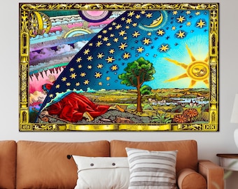 Flammarion Engraving Canvas Art: Mystical Cosmos Scene