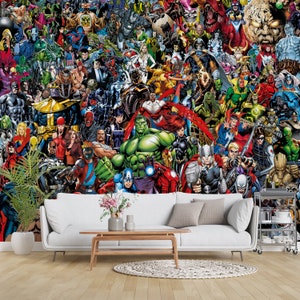 Marvel Wall Poster, Super Heros Wall Mural, Children Wall Print, Wall Mural Wallpaper, Marvel Heroes Wall Painting,Contact Paper,Cartoon Art image 3