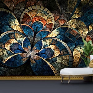 Fractal Pattern Wallpaper: Shimmery 3D Wall Decor