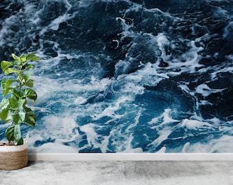 Peel-and-Stick-behang Blue Ocean Wave: muurdecoratie zeelandschap