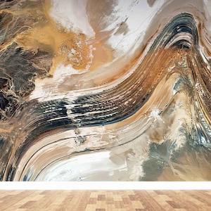 Brown Beige Abstract Wallpaper: Modern Wall Decor, Peel and Stick