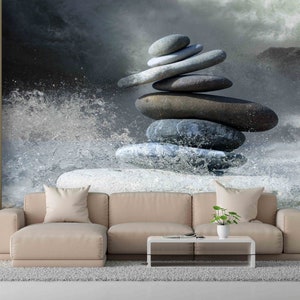 Rock Balance Wallpaper Mural: Meditation Wall Art