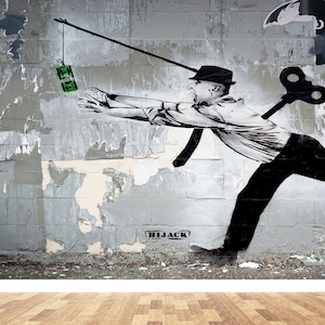 Hijack Paper Art, Wall Paper Peel And Stick, Money Graffiti Mural, Wall Paper, Graffiti Wall Mural, Gift For Her, Personalized Wallpaper,