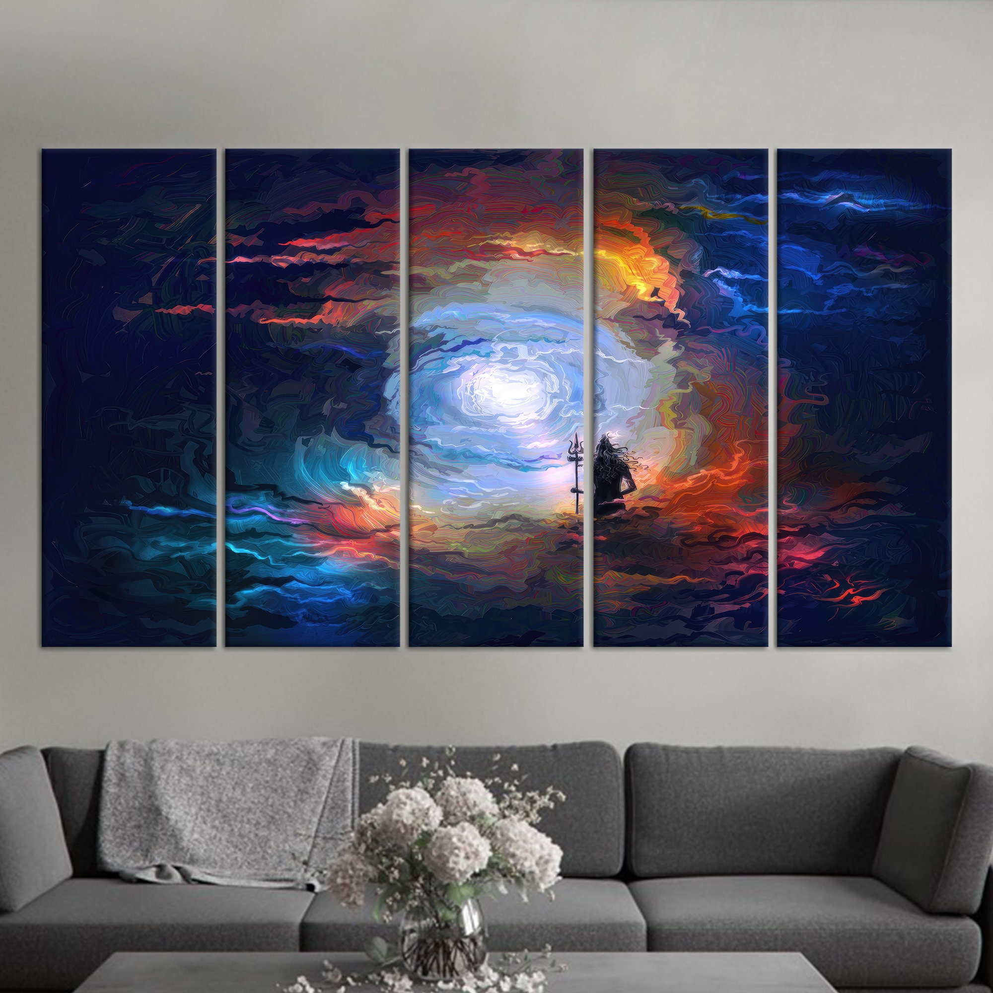 Lord Wall Decor Hinduism Wall Art Shiva Wall Art Abstract Etsy