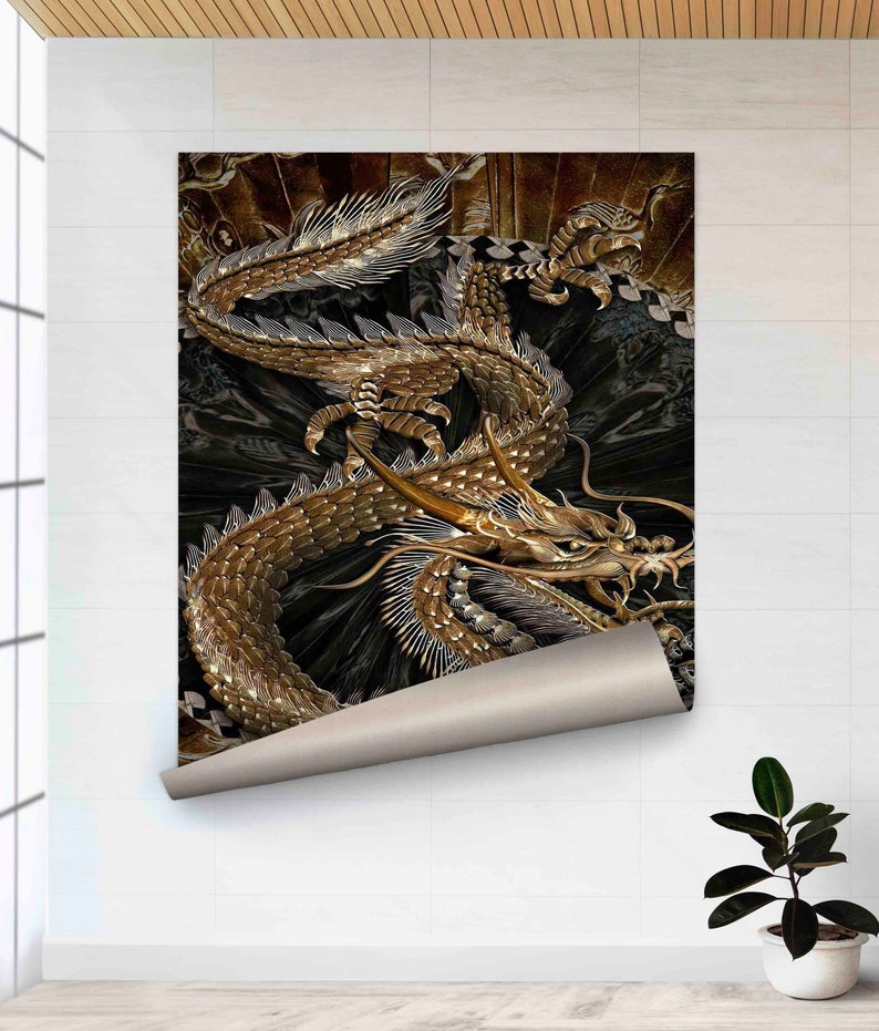 Dragon Pattern Art Japanese Wall Decor Dragon Wall Decor Etsy