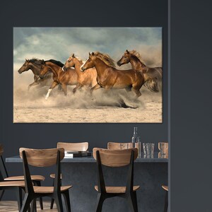 Animal Poster, Running Horses Tempered Glass, Man Cave Wall Hanging, Farmhouse Glass Decor, Christmas Decor, Glass Wall Decor,  Horse Poster