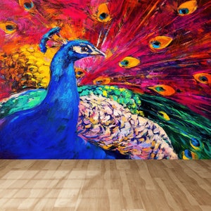 3D Peacock Wallpaper Peel and Stick: Modern Wall Art Decal