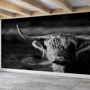 Removable Wall Decor, Animal Wall Decor, Cattle Wall Paper, Housewarming Gift, Ox Wall Paper, American Bison Paper Craft, Paper Wall Art,