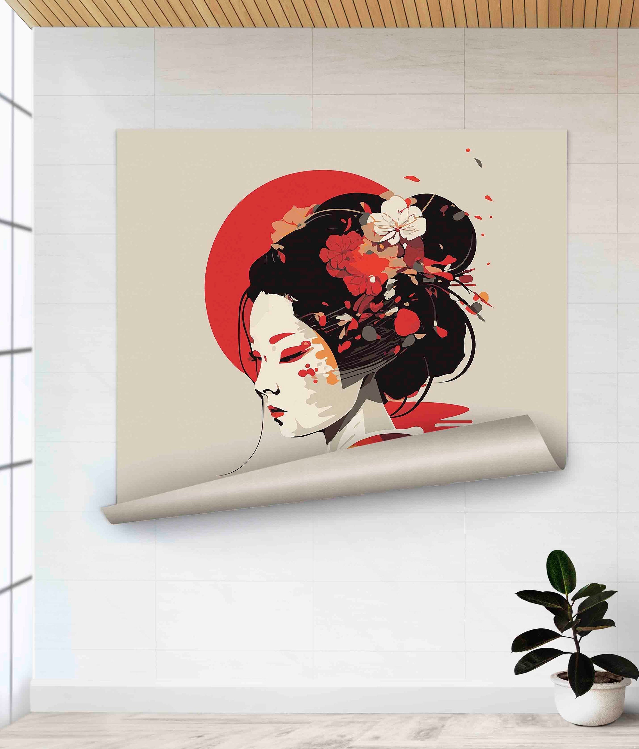 Geisha Art Print: Japanese Woman Portrait, Tempered Glass or