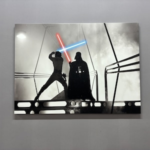 Darth Vader Luke Skywalker Fight Canvas Decor, Contemporary Wall Decor, Modern Wall Art, Halloween Decor Art Glass, Movie Room Wall Art,