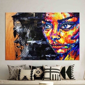 Colorful Woman Painting Glass Art Wall Decor, Modern Stained Glass Printing, Colorful Woman Wall Art Decor, Abstract Woman Glass Panel,