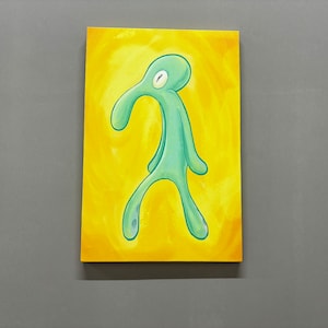 Bold and Brash Squidward Canvas Painting: Modern Home Decor