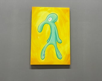 Squidward Painting Canvas, Modern Wall Decoration, Bold And Brash 3D Canvas, Modern Painted Glass, Large Wall Art Tempered Glass, Home Decor
