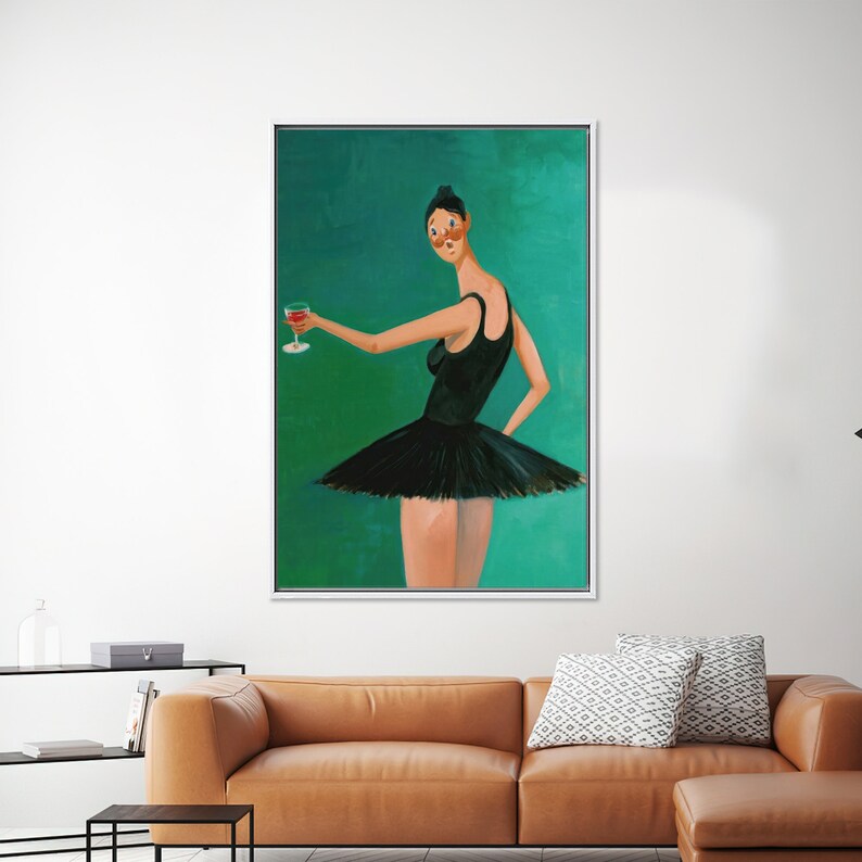 Kanye West Ballerina Tempered Glass Canvas Art - Modern Wall Decor WHITE FRAMED CANVAS