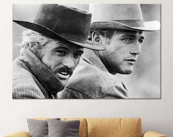 Butch Cassidy Art, Sundance Kid Art, Paul Newman Art, Modern Canvas, 3D Glass Art, Framed Wall Art, Canvas Poster, Living Room Wall Art,